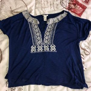 Blue Embroidered Blouse